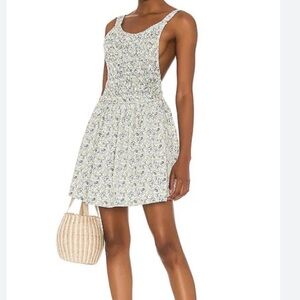 Free People Petunia Tea Cup Mini Dress Blue Floral Feminine Dress Size Large